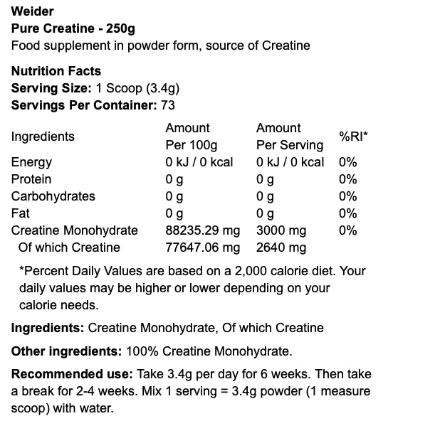 Weider Nutrition Pure Creatine (600 gr)